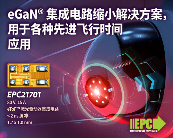 EPC推出新型80V、40A eToF™激光驱动器GaN IC