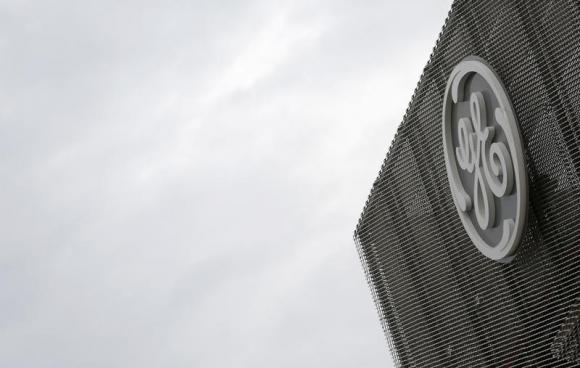 The logo of U.S. conglomerate General Electric is pictured at the company's site in Belfort, June 23, 2014.    REUTERS/Vincent Kessler