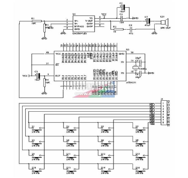 基于AT89S51单片机设计的电子琴