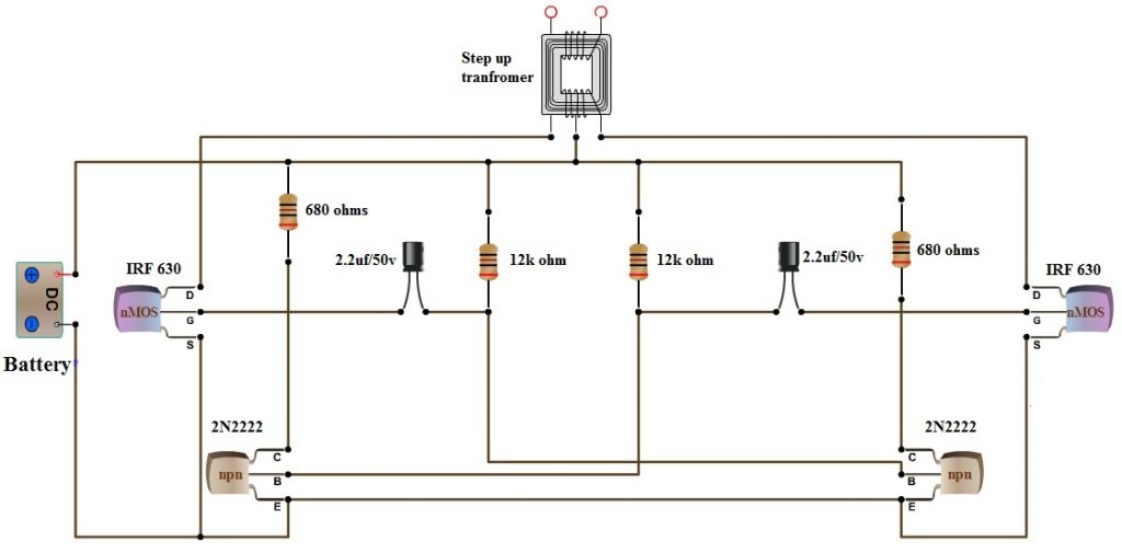 12v to 220v inverter cirucit