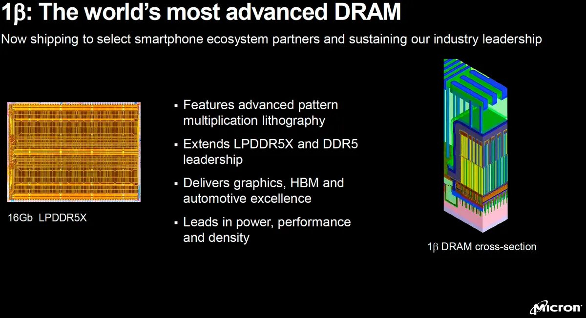 美光推出1β DDR5 DRAM：速度7200MT/s，每瓦性能提高33%