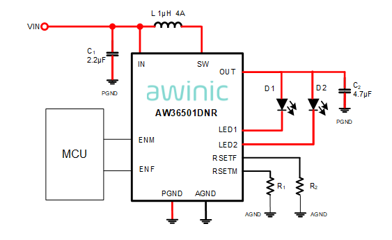 艾为推出双路LED驱动IC——AW36501DNR