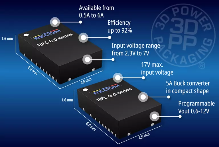 RECOM推出采用SMT QFN 封装的最新超紧凑型RPZ 和 RPL系列<a href=