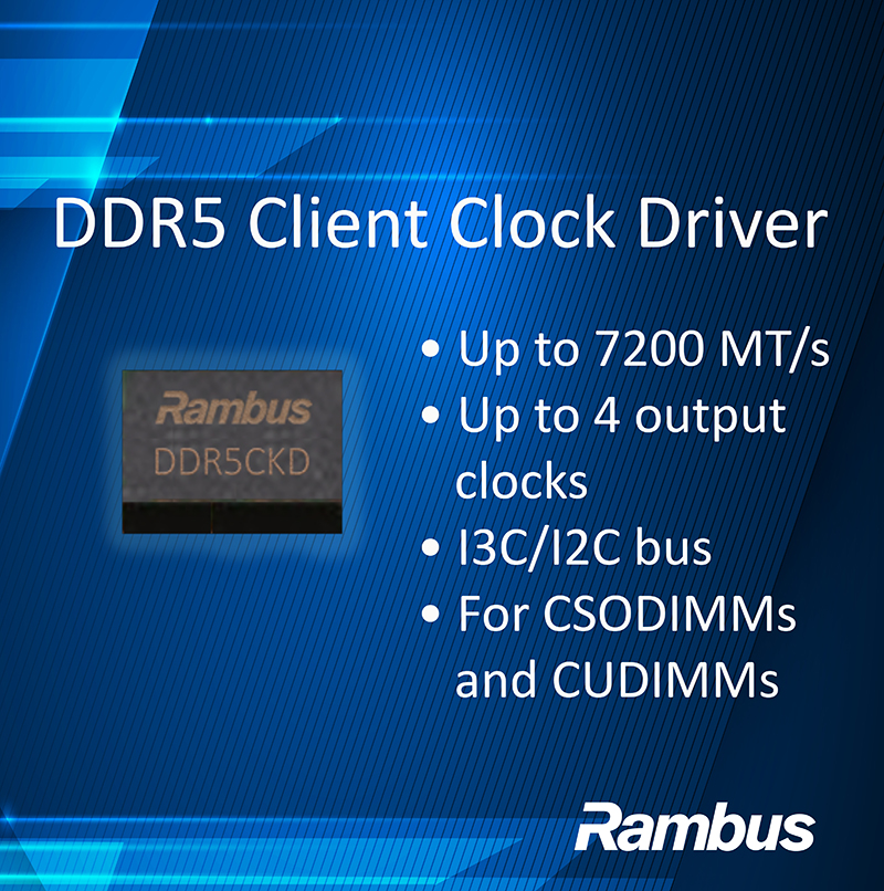 Rambus推出DDR5客户端时钟驱动器，将内存接口芯片产品扩展到高性能 PC领域