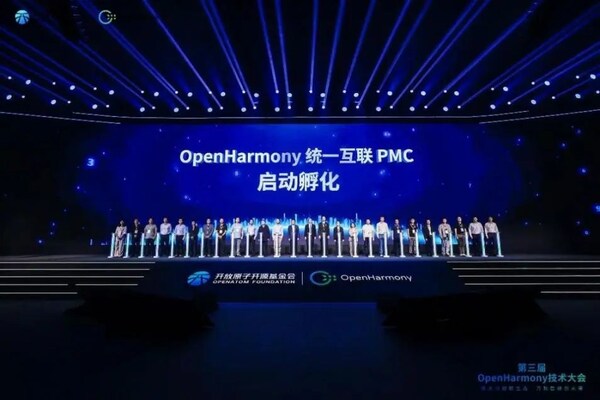 秦张波（右十一）出席OpenHarmony 统一互联PMC启动孵化仪式